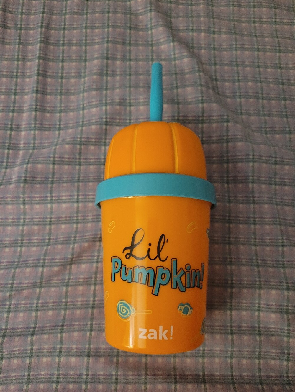 Zak! Lil Pumpkin Kids Orange & Blue Straw Cup